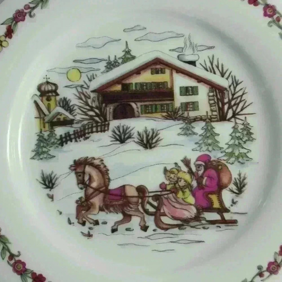 VTG GERMANY SANTA CLAUS WHT HUTSCHENREUTHER COLLECTIBLE HOLIDAY CHRISTMAS PLATE  - Picture 3 of 5